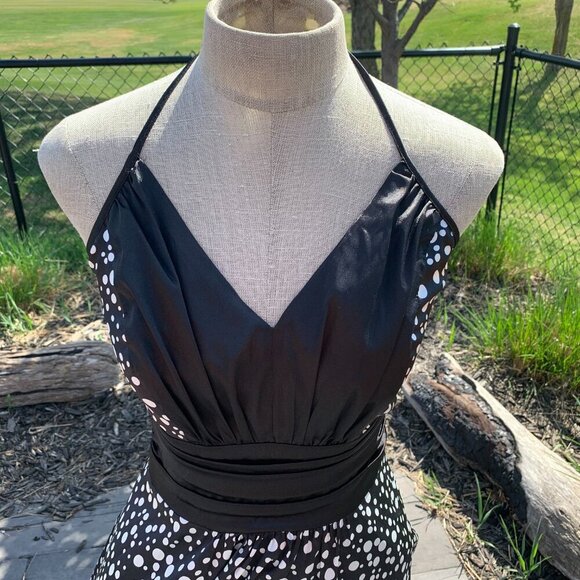 Vintage 90s Y2K Le Chateau Polka Dot Halter Dress - Picture 2 of 14